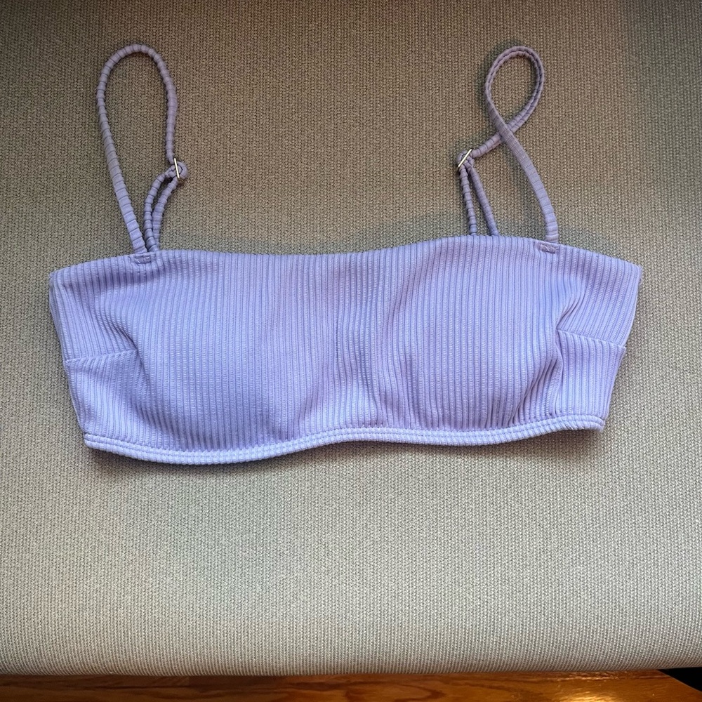 Hollister Purple Ribbed Bikini Top Size Small Padded Square Neck